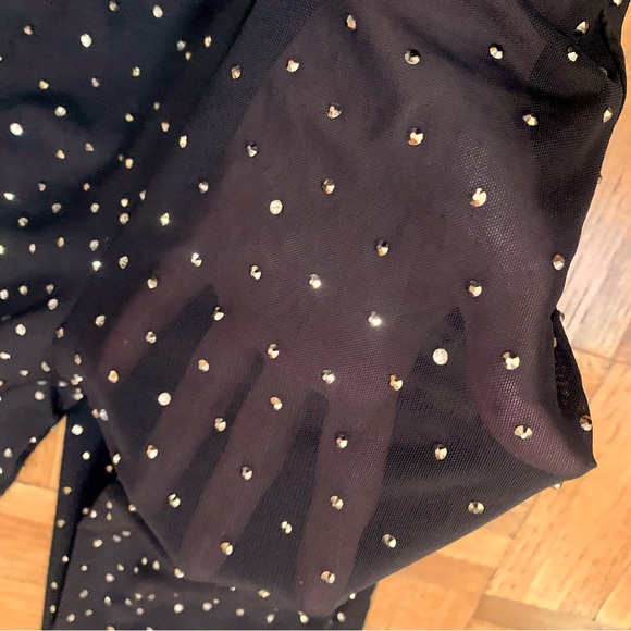 Sheer Mesh Black High-Waisted Sparkly Bell-Bottom Flare Pants by KikiRiki Size S - Picture 7 of 7